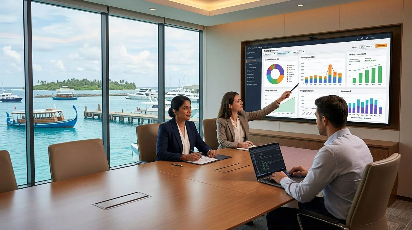 Business team reviewing cloud cost analytics
